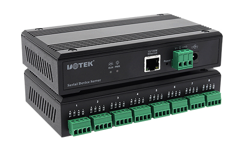 工業級串口轉以太網服務器_UT-6808MT 10/100M轉8口RS-485/422串口服務器